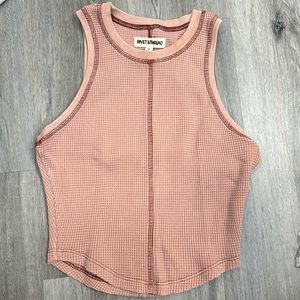 Rivet and Thread waffle weave cropped tank top, sz small, pink